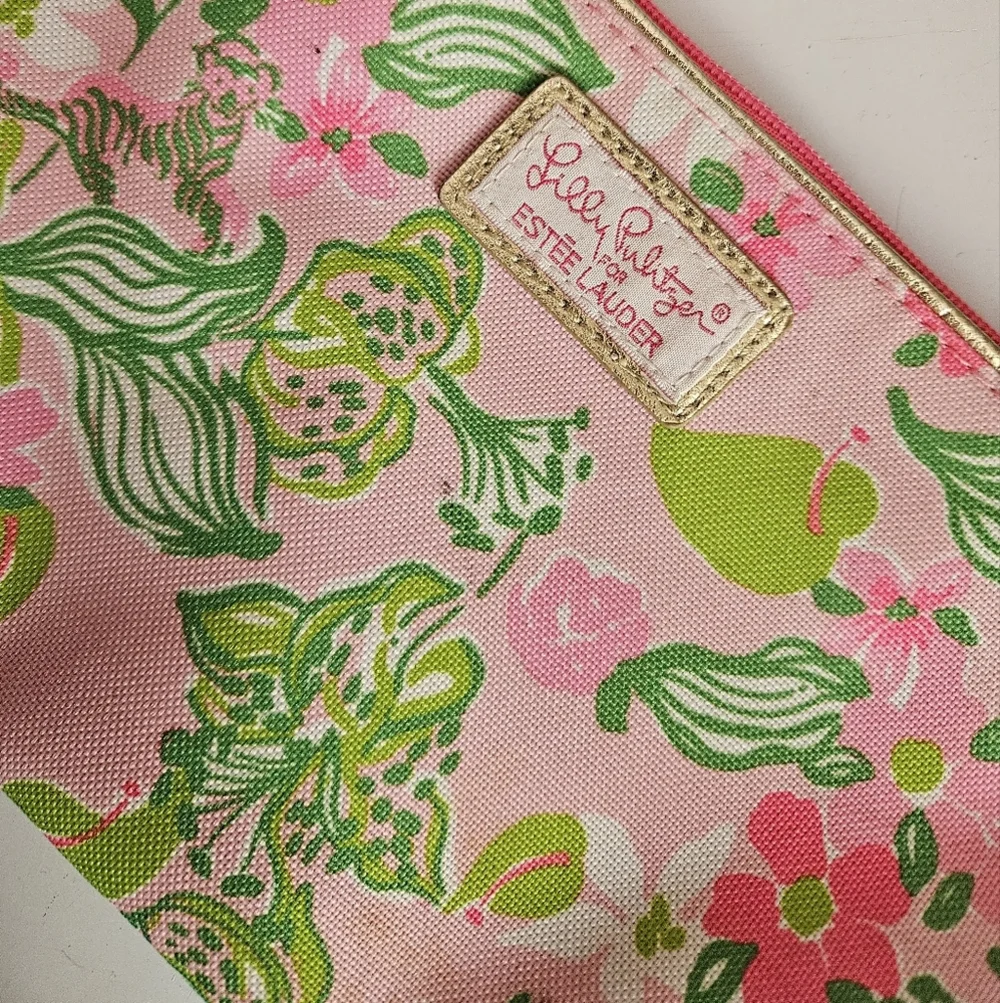 Lilly Pulitzer Estee Lauder Pink Floral Makeup Bag Pouch